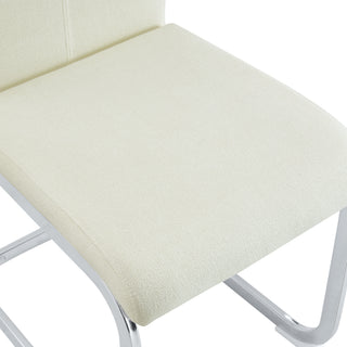 Sunvega Cream Textured Granular Fabric Dining Chairs with Ergonomic Backrest for Modern Spaces