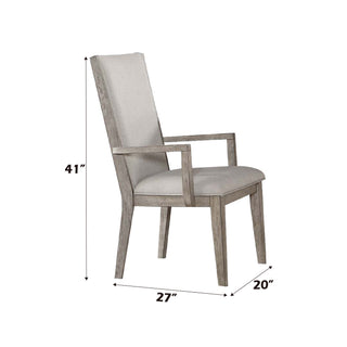 Sunvega Fabric Upholstered Side Chair with Wooden Backrest and Gray Oak Finish