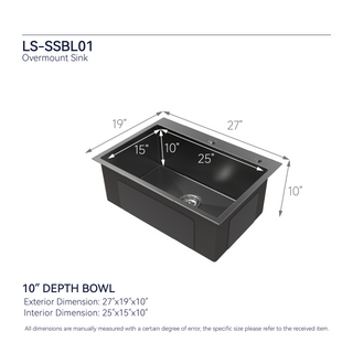 Sunvega 32x19 Inch Overmount Single Bowl Kitchen Sink in Brushed Nickel