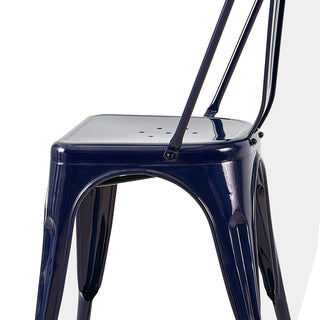 Sunvega Set of 4 Modern Dark Blue Metal Dining Room Kitchen Bar Chairs