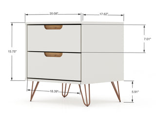 Sunvega Mid-Century Modern Nightstand with Spacious Drawers and Metal Legs