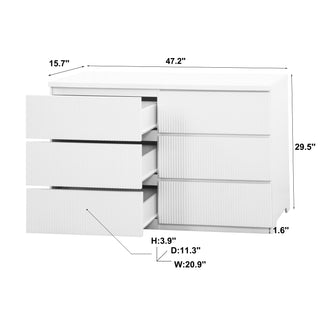 Sunvega 6 Drawer Storage Cabinet with Wavy Panel for Bedroom Hallway Living Room