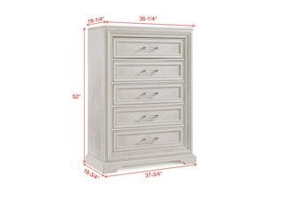 Sunvega Antique White Finish Wooden Nightstand with Two Drawers and Bar Handles