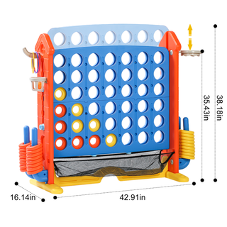 Sunvega 4-in-1 Giant Game Set with Basketball Hoop Ring Toss & Connect 4