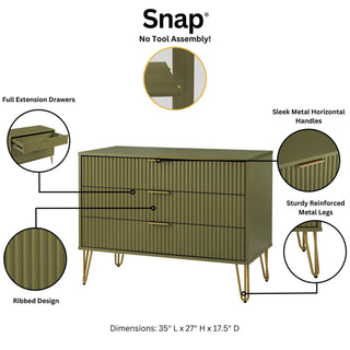 Sunvega Modern Glam Dresser with Gold Metal Handles and Splayed Legs for Bedroom