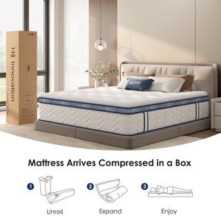 Sunvega 12 Inch Hybrid Queen Mattress with Pocket Springs and Memory Foam Support