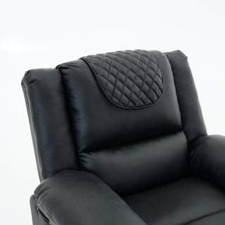 Sunvega Black PU Remote-Controlled Heating and Massage Assistive Recliner for Seniors