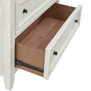 Sunvega Gypsum Whitewash 6-Drawer Chest with Sleek Metal Knobs