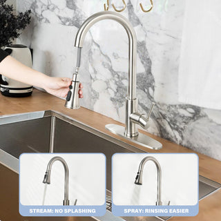 Sunvega High Arc Single Handle Stainless Steel Kitchen Faucet with Pull Down Sprayer