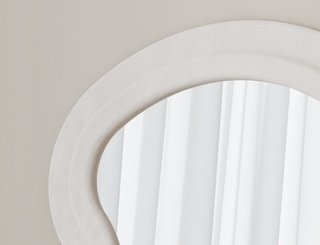 Sunvega Flannel Wavy Full Length Floor Mirror with Stand for Bedroom or Living Room