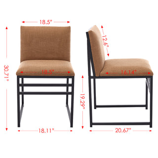 Sunvega Modern Dining Chairs Set of 2 with Upholstered Linen Cushions and Iron Racks