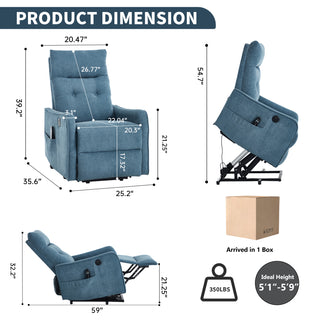 Sunvega Single Motor Power Lift Recliner Chair with Massage and Heat for Elderly