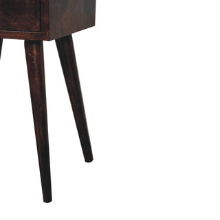 Sunvega Solid Mango Wood Nightstand with Drawer and Shelf on Nordic Legs