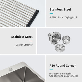 Sunvega 16 Gauge Stainless Steel Topmount Kitchen Sink Basin with Sound Proof Coating