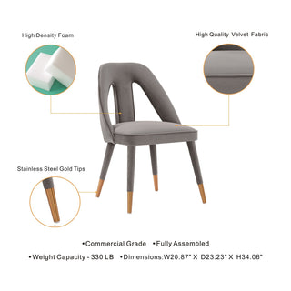 Sunvega Modern Velvet Upholstered Dining Chair with Gold Metal Tips for Dining Room