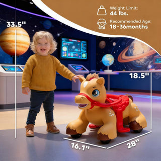 Sunvega ASTM-F963 Certified Spring Rocking Horse with Plush Fabric and Animal Sounds