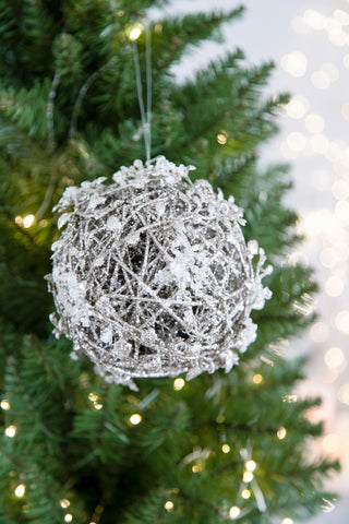 Sunvega Weathered Finish Iron Snowflake Hanging Ball Ornaments for Holiday Decor