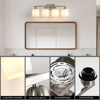 Sunvega Gold Vanity Light Fixture with Milky White Glass Shade for Mirror Bathroom
