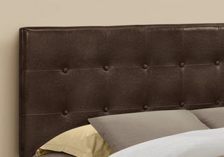Sunvega Brown Leather Look Queen Size Button Tufted Upholstered Headboard