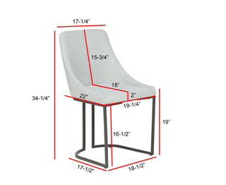 Sunvega Contemporary Curved Metal Frame Upholstered Dining Chairs in Gray 2pc Set