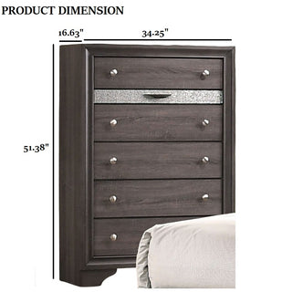 Sunvega Gray Finish Contemporary Style 1pc Chest with Hidden Jewelry Drawer and Silver Knobs