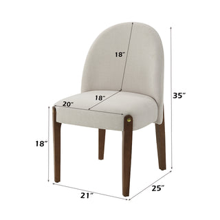 Sunvega White Chenille Upholstered Side Chair with Foam Seat (Set of 2)
