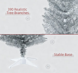 Sunvega Pencil Artificial Xmas Tree with Faux Snow Flocked Full Branch Tips Flame-retardant