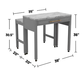 Sunvega Black Dining Table with Side Storage Shelves and Boucle Fabric Stools