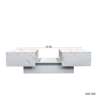 Sunvega Modern Swivel Square Coffee Table with Rotatable Top and Two Drawers