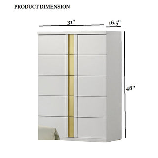 Sunvega Contemporary White Gold Chest with Bracketed Metal Legs and Dust Proof Cases