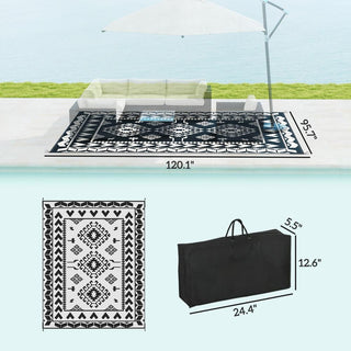 Sunvega Reversible Outdoor Rug with Protective Coating and Strap Stakes for Patio