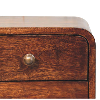 Sunvega Solid Wood Wall-Mounted Bedside with 2 Drawers in California Walnut