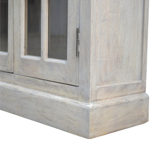 Sunvega Solid Mango Wood Acid Wash Glazed Sideboard with Four Drawers and Four Shelves