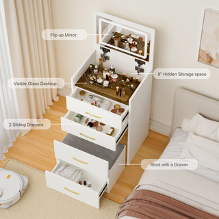 Sunvega 3 in 1 Vanity Desk with Flip Up Mirror and Spacious Storage Dressing Table