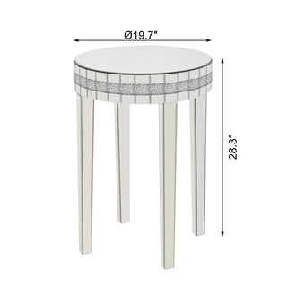 Sunvega Diamond-Cut Round Mirror Breakfast Table with Tempered Glass Top for Small Spaces