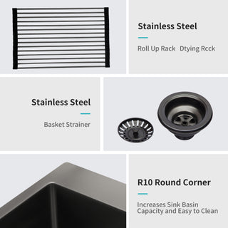 Sunvega 16 Gauge Stainless Steel Topmount Kitchen Sink Basin with Sound Proof Coating
