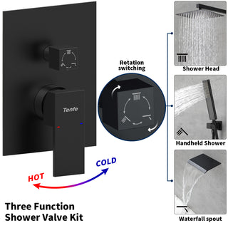 Sunvega High Pressure 10 Inch Rain and Handheld Shower System with Matte Black Finish