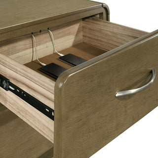 Sunvega Modern Two-Drawer Nightstand with Nutmeg Wood Finish and Cord Management
