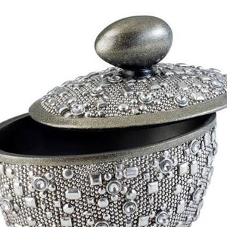 Sunvega Polyresin Round Jewelry Box with Silver Finish and Egg-Shaped Handle