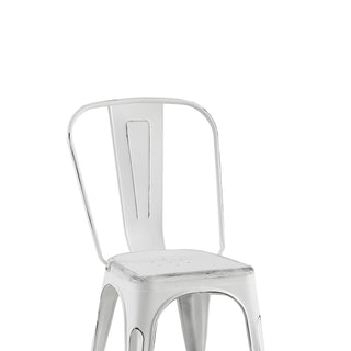 Sunvega Set of 2 Sanded Matte White Industrial Metal Stackable Dining Chairs
