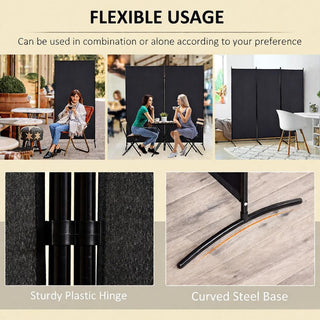 Sunvega 6 Panel Folding Privacy Screen with Removable Shelves and Hinged Design