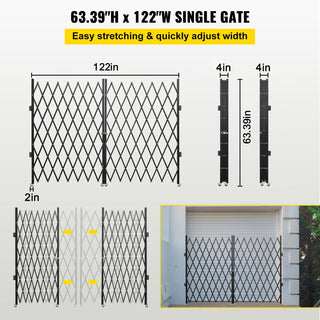 Sunvega Double Folding Security Gate with 360 Degree Rolling Caster and Lock