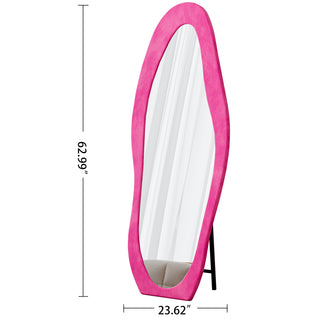 Sunvega Full Length Mirror with Flannel Wrapped Wooden Frame and Shatterproof Glass