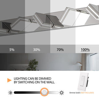 Sunvega Modern Chrome LED Vanity Light with 6 Geometric Lamp Heads for Bathroom Mirror