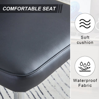Sunvega PU Leather Dining Chairs with Curved Backrest and Silver Metal Legs Set of 4