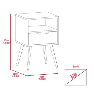 Sunvega Modern Nightstand with Spacious Drawer and Shelf for Bedroom or Living Room
