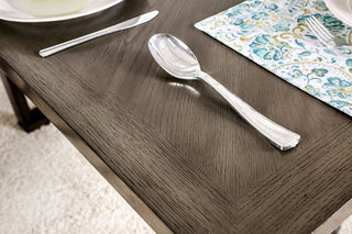 Sunvega Contemporary Gray Solid Wood Counter Height Dining Table with Center Support Beam