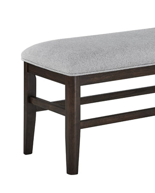 Sunvega Contemporary Dark Oak Finish Bench with Gray Upholstery Fabric Seat
