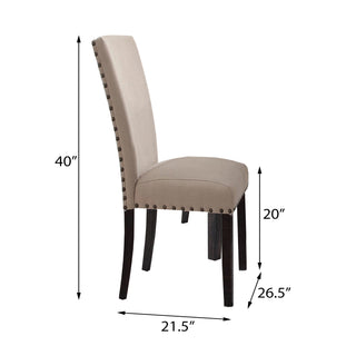 Sunvega Beige and Salvage Dark Oak Upholstery Side Chair with Nailhead Trim