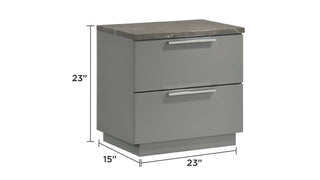Sunvega Mist Nightstand with Two-Tone High-Gloss Marble Lacquer Finish and Two Spacious Drawers